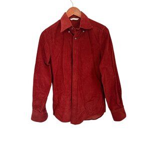 Suitsupply Shirt Mens Size Small Burgundy Corduroy Egyptian Cotton Slim Fit